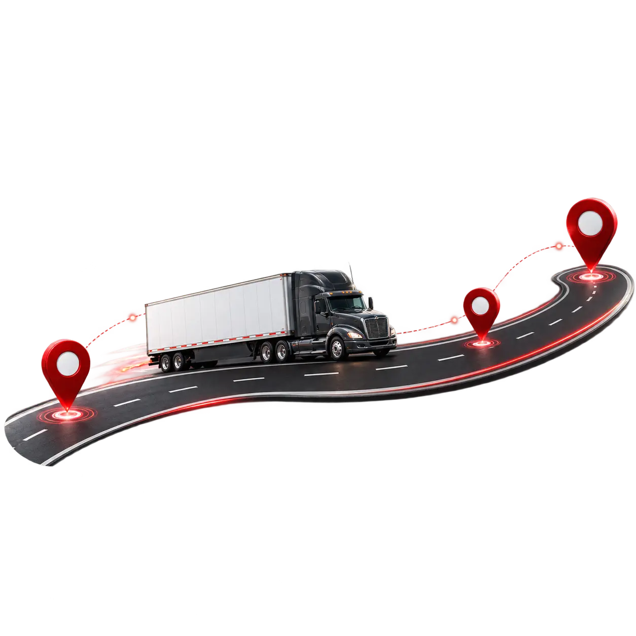Truck Route Map With Glowing Pins copy